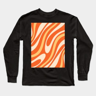 Wavy Loops Retro Abstract 60s 70s  80s Orange Tangerine Yellow Cream Long Sleeve T-Shirt